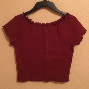 Red ruffle top